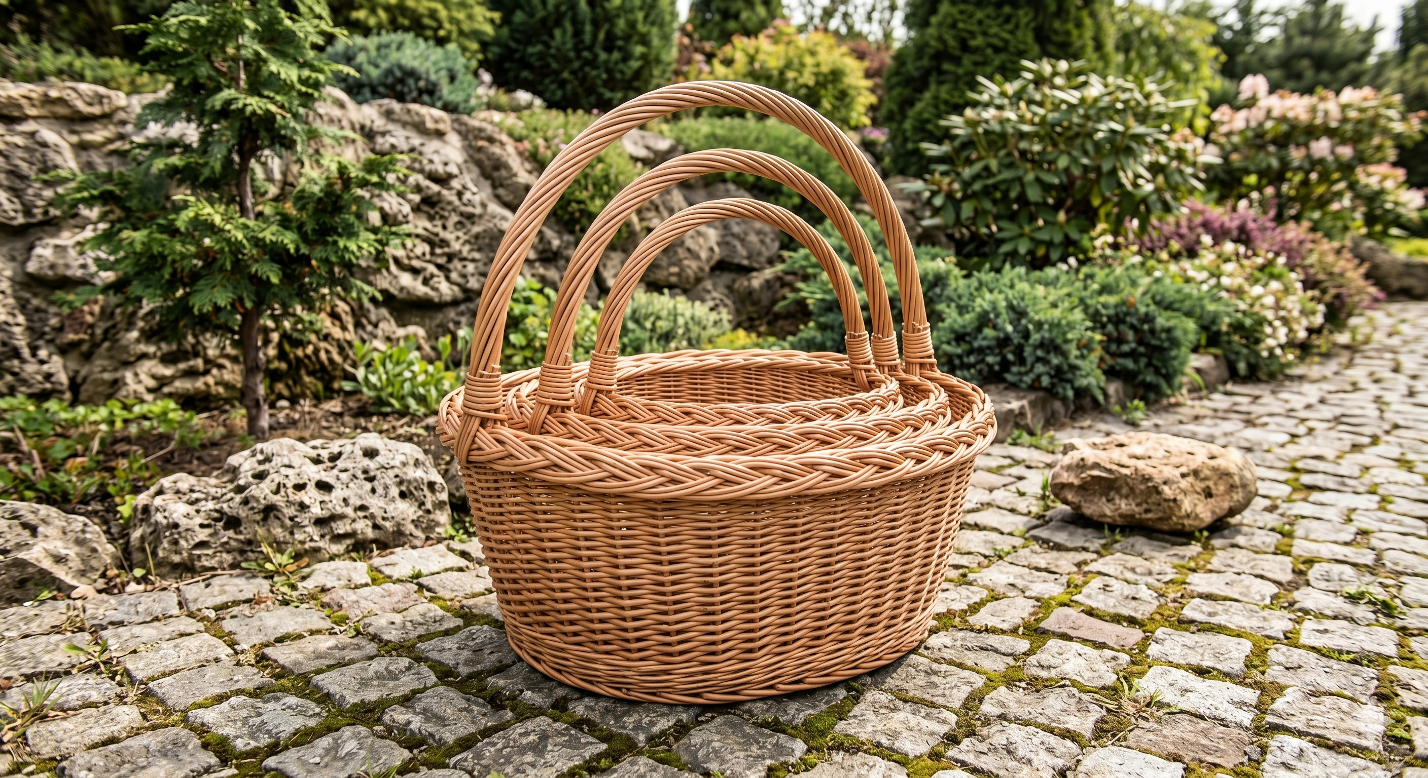Tall woven gathering basket