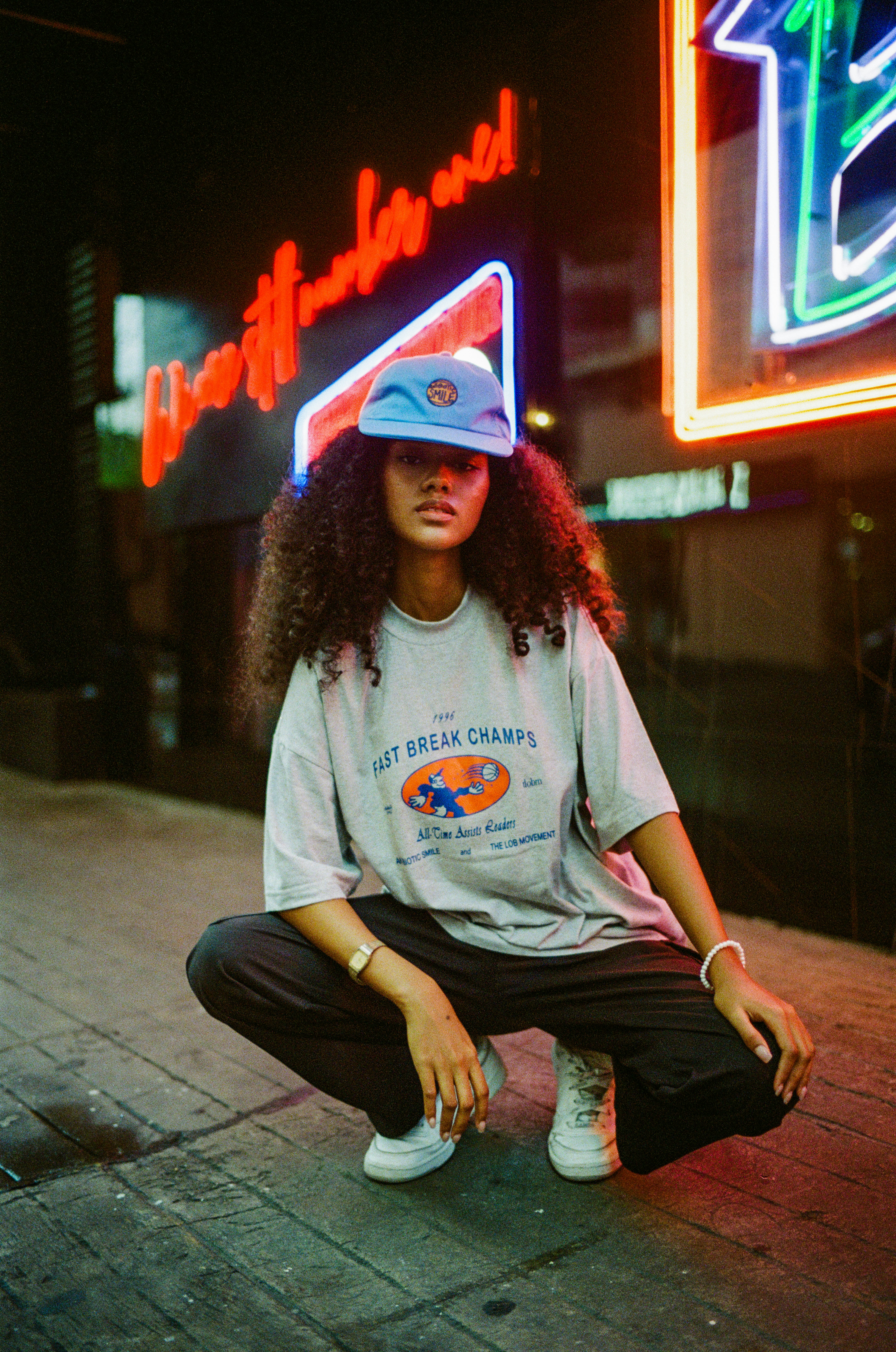 Model under neon